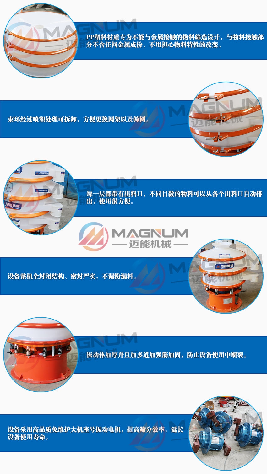 碳酸氫鈣塑料振動篩細節